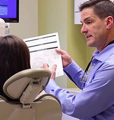 Dentist showing dental patient a dental treatment plan