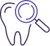 Animated tooth with magnifying glass representing preventive dentistry