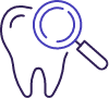 Icon of a tooth with a magnifying glass