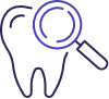 Animated tooth with magnifying glass