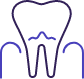 Icon of a tooth inside receding gum tissue