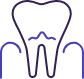 Animated tooth inside receding gum tissue