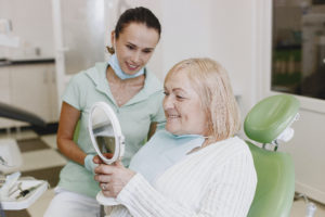 Older woman in dentist’s chair